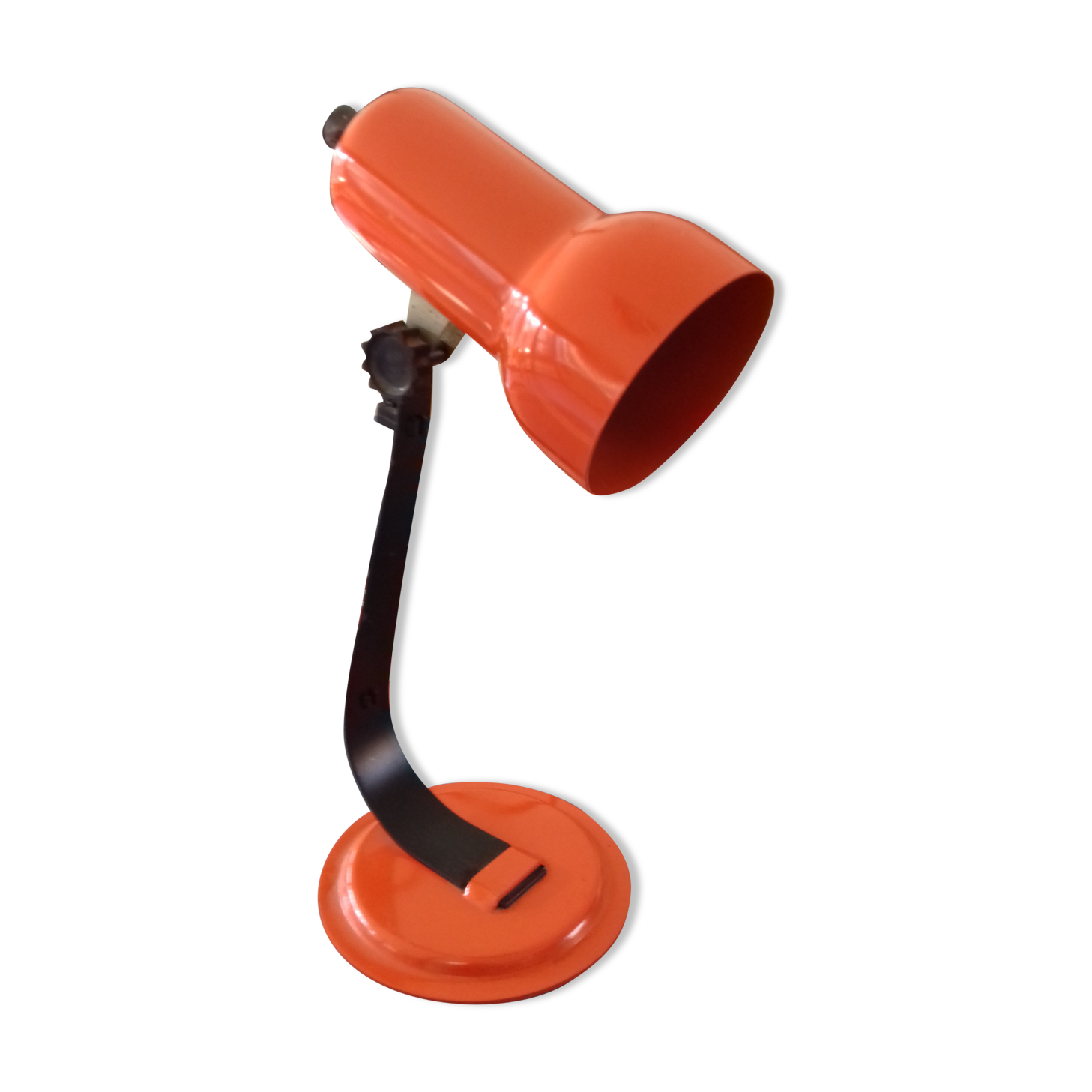 Desk lamp metal orange 70' vinatge indus