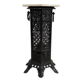 Orientalist Cast Iron side table with Marble Top, late 19th Century