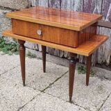 Small varnished wood nightstand, 1950s.