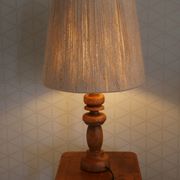 Turned wood lamp with 600mm rope shade