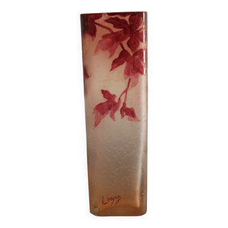François-Théodore Legras vase à sections carré série Rubis Art Nouveau 1900