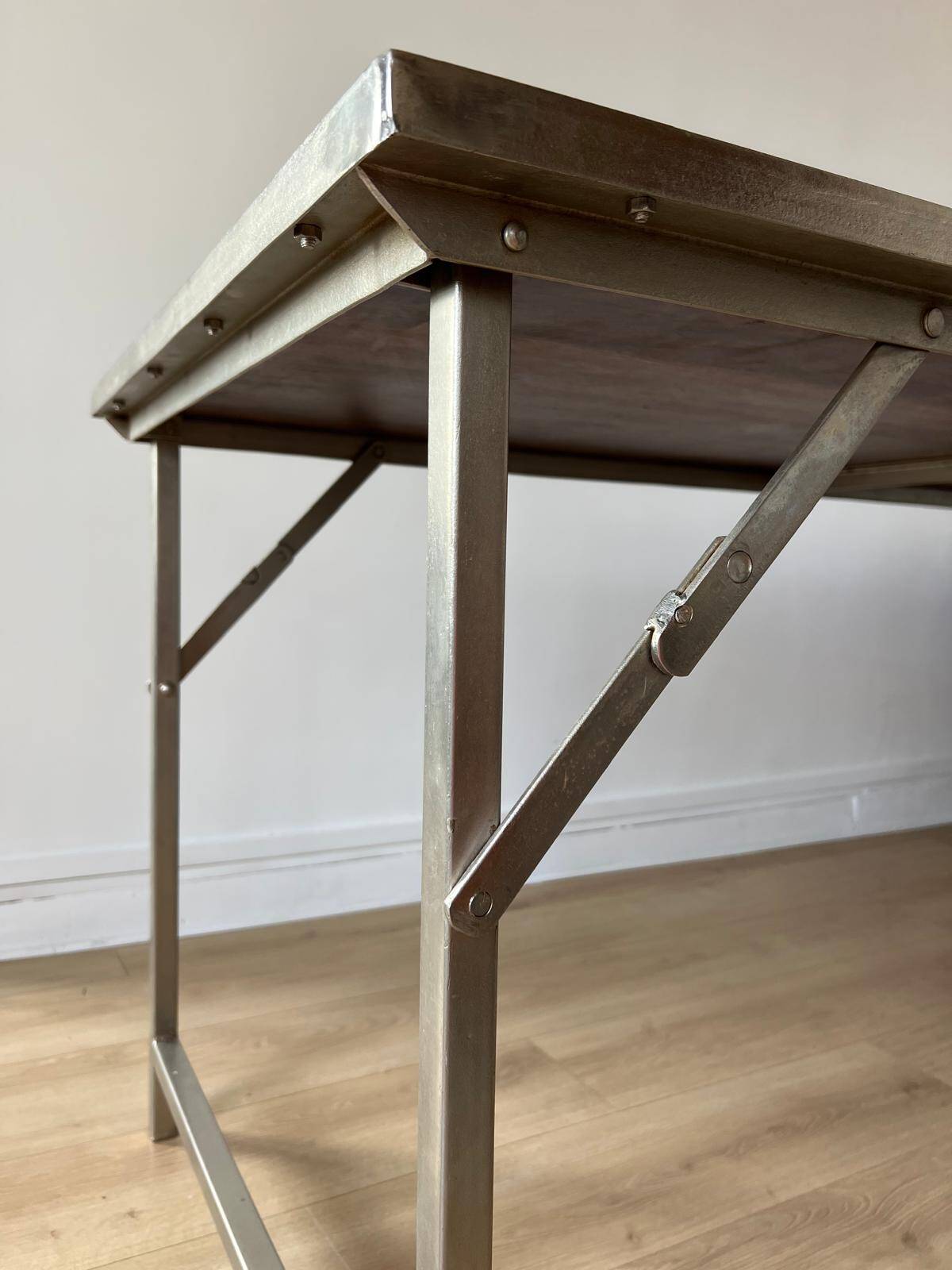 Folding industrial-style dining table