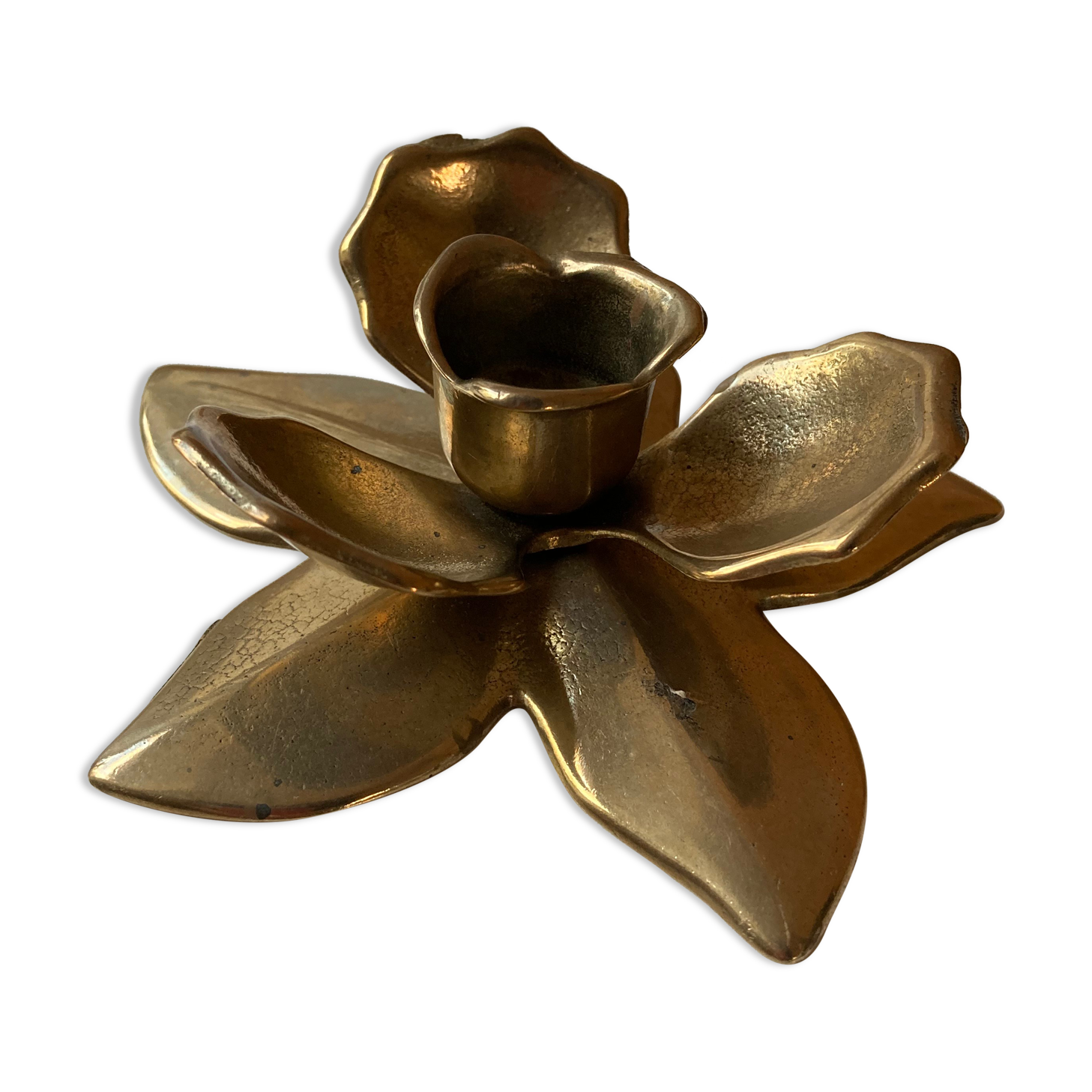Brass flower candle holder