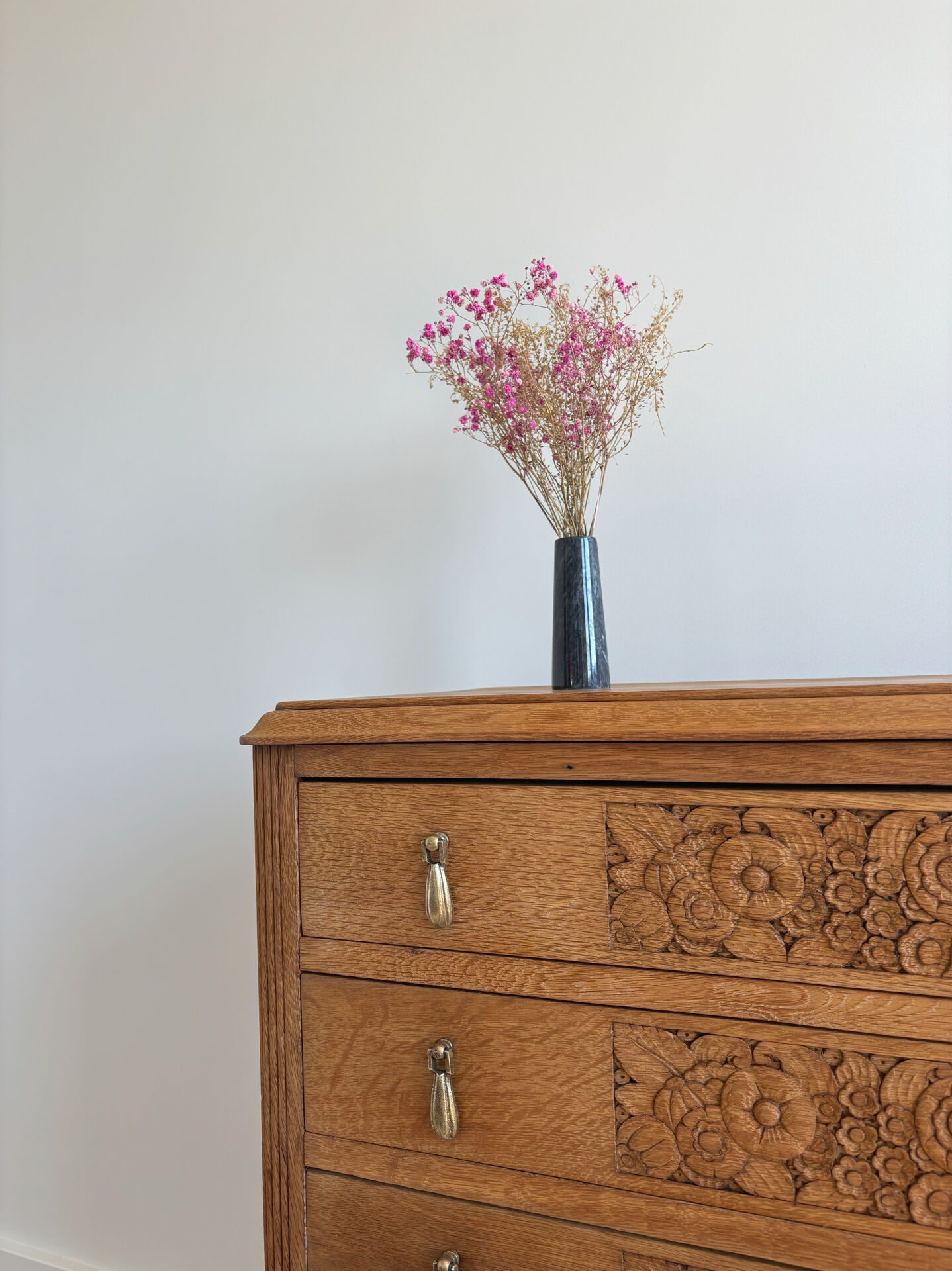 Commode ancienne art déco chêne massif - 4 tiroirs renovée