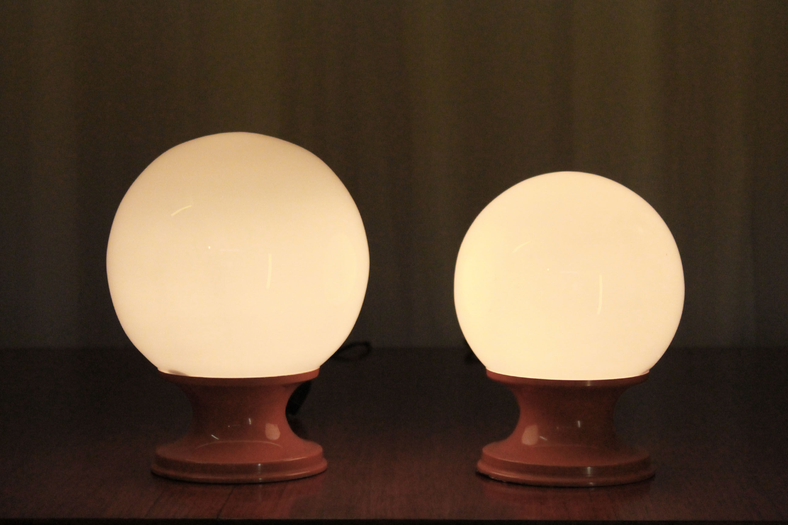 Opaline table lamps set of two - 1960s italiani modern