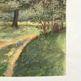 Painting "Path in the undergrowth", Gouache on paper, framed