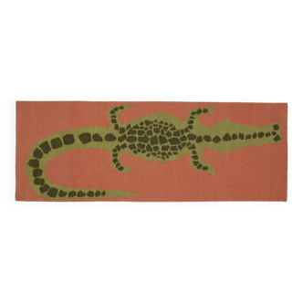 68.5 x 180 cm — WOOL FLAT WEAVE CROCODILE RUNNER - TOMATO