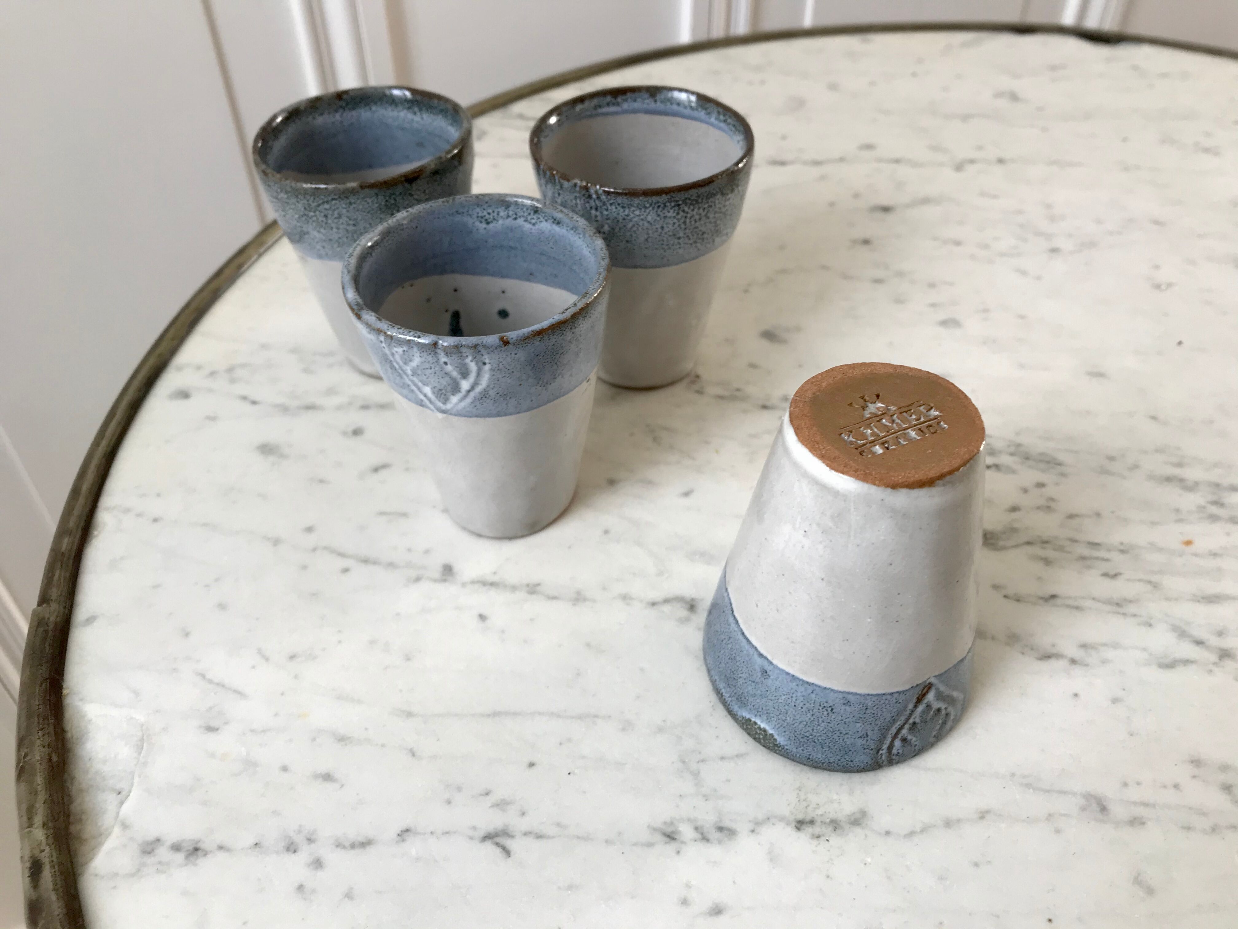 set of 4 glasses / cups in vintage stoneware 70s