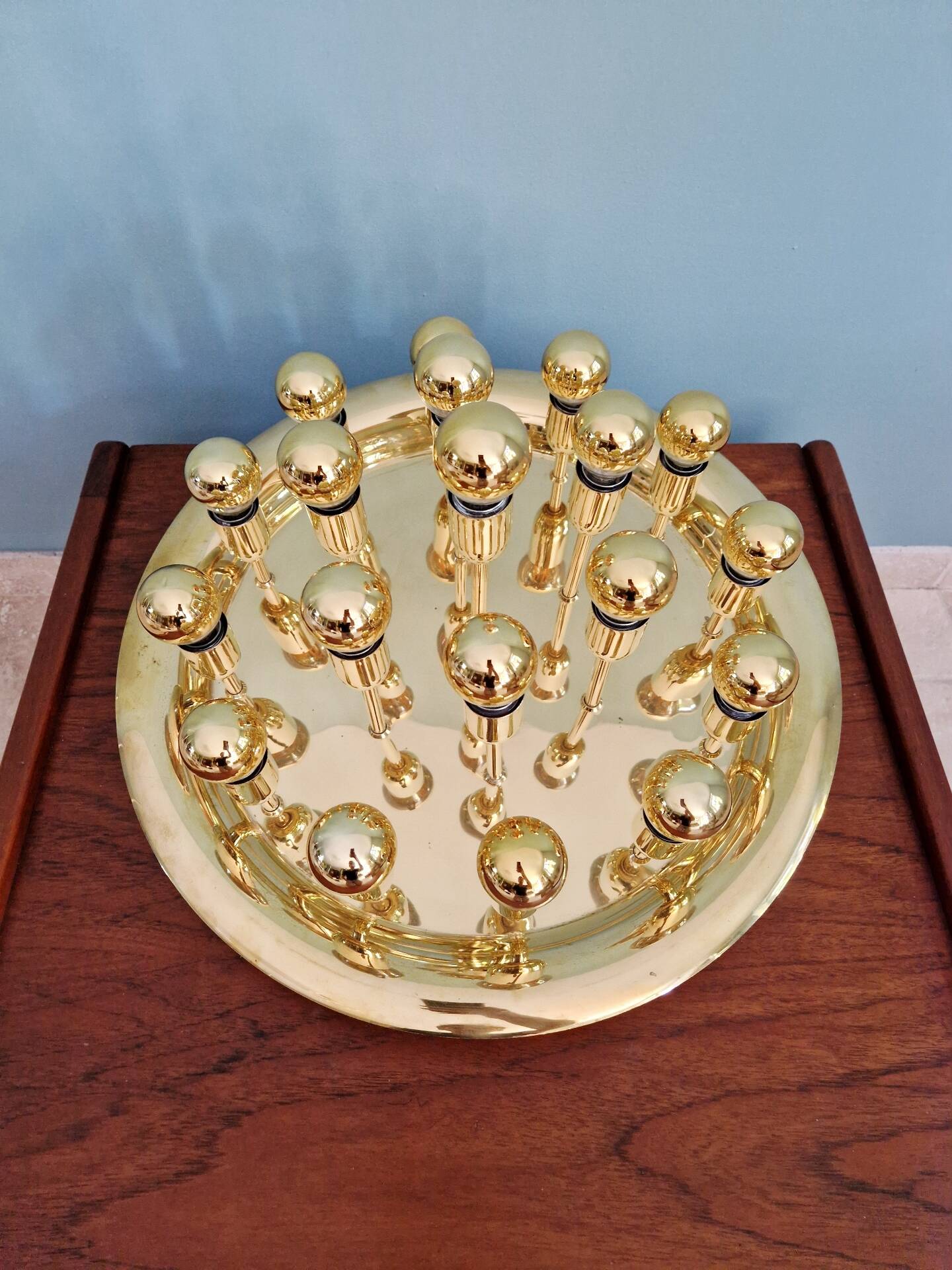 XXL Sputnik ceiling light in brass, Space Age design, 1970.