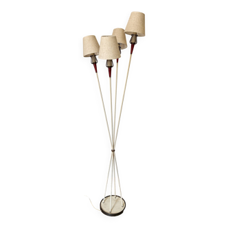 Maison Lunel "Muguet" floor lamp, René Mathieu, Royal Lumières, Paris, 4 lights, vintage, 1950s.