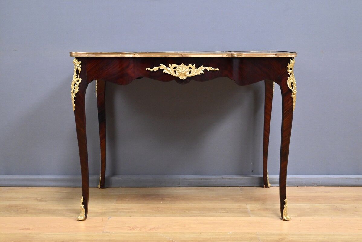 Rosewood, mahogany, and rosewood desk-table, Louis XV style – early 20th century.