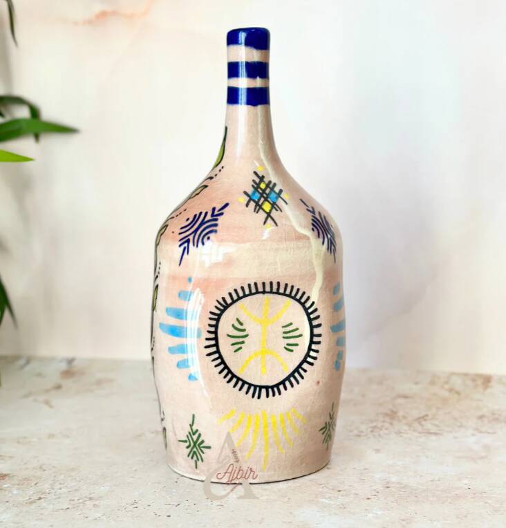 Blue Amazigh bottle vase