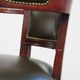 Green Cowhide Leather and Wooden Office Chair in English Style on Casters