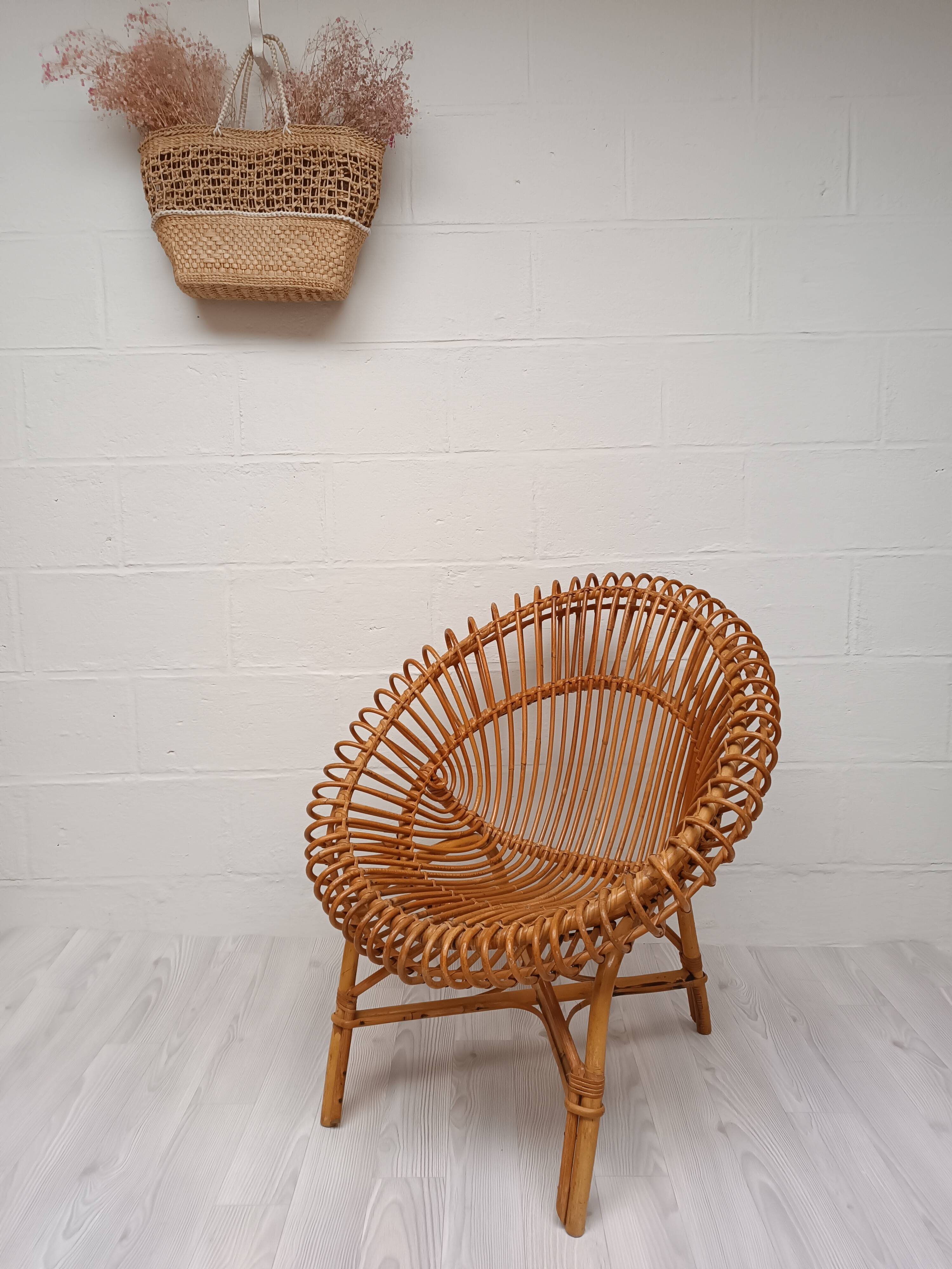 Vintage rattan armchair 1960