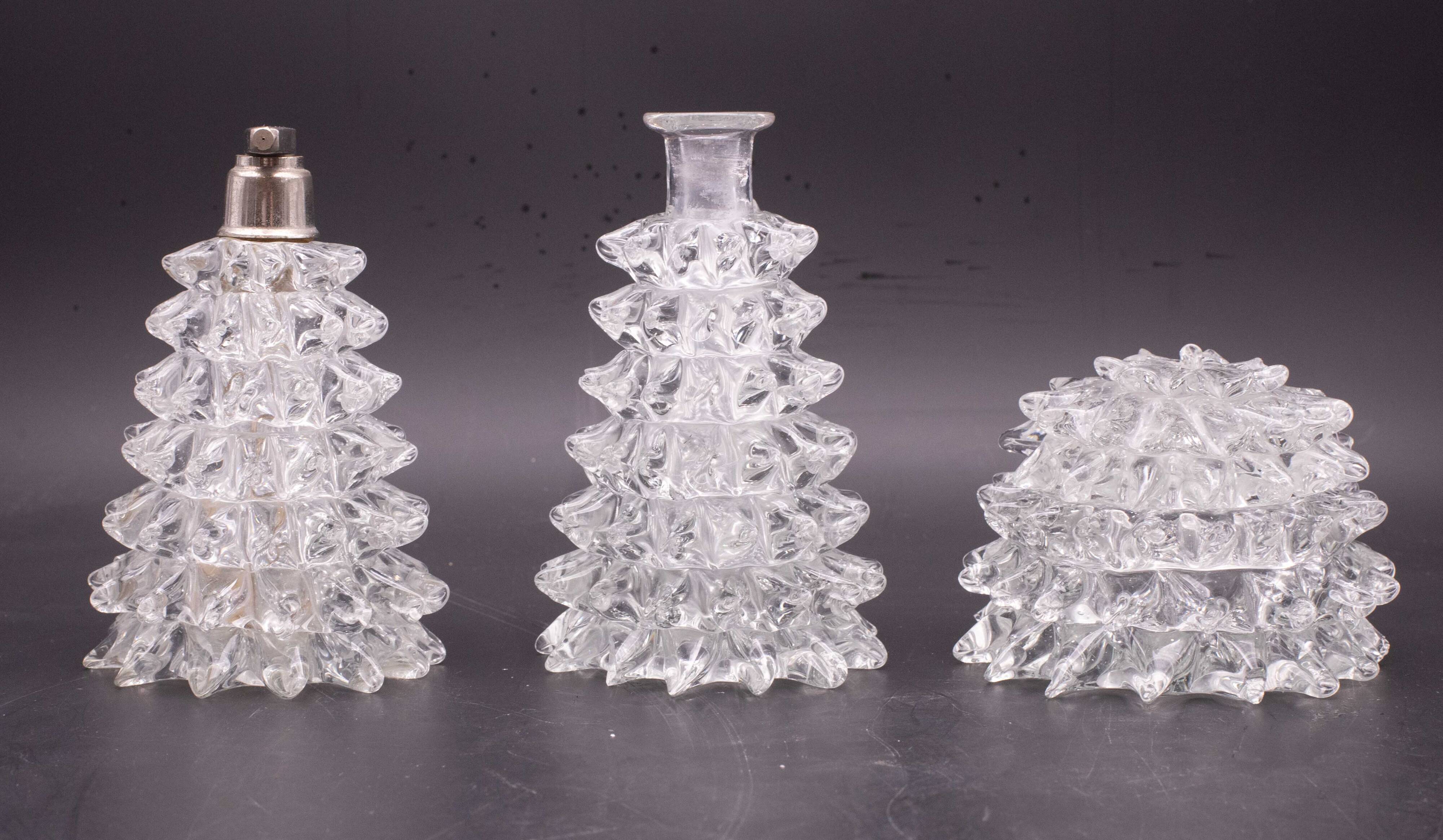 Set of 3 Ercole Barovier Rostrato Murano Italian Glass Vase for Barovier &