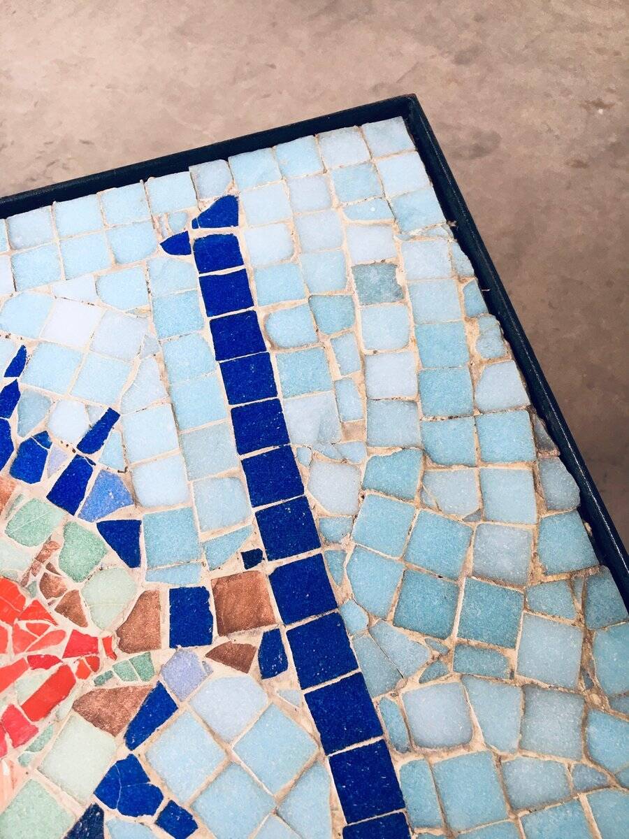 Vintage Mosaic Tile Side Table, Belgium, 1960s