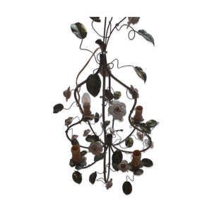 Lustre avec fleur en - porcelaine