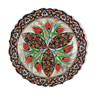 Plaque en céramique turque peinte à la main 12'' , plateau traditionnel turc de poterie d'Iznik