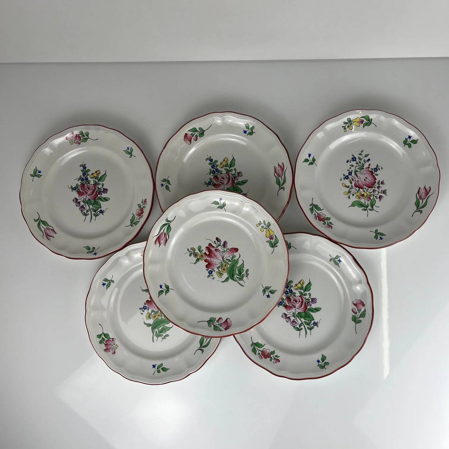 6 dessert plates KG Luneville, model Réverbère