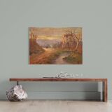 Italian landscape painting signed B. Ferrari from the 30s