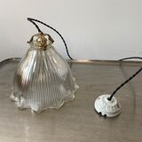 Old vintage holophane glass suspension