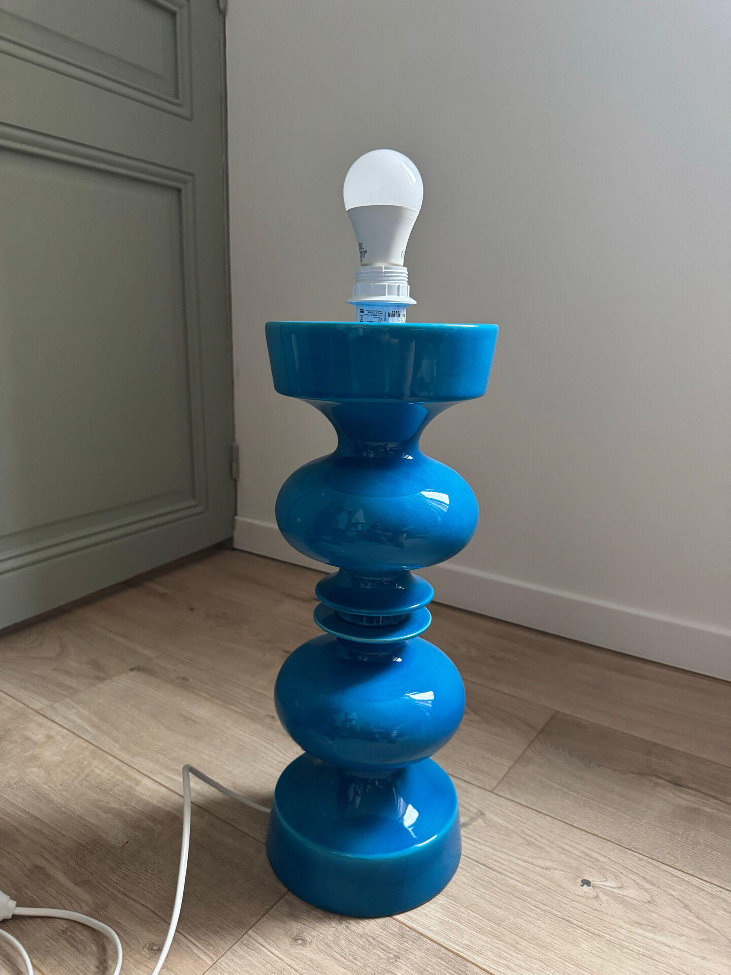 Vintage blue ceramic lamp