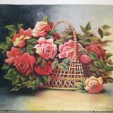The panière with roses oil on isorel