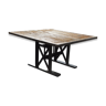 Table industrielle en fer et plateau en bois