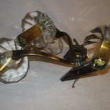 Paire d'appliques doubles Art Déco en bronze et cristal