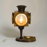 Mid Century italian table lamp with ashtray like a lantern by Aldo Tura