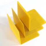 Ensemble de 3 serre-livres en métal - design vintage - jaune