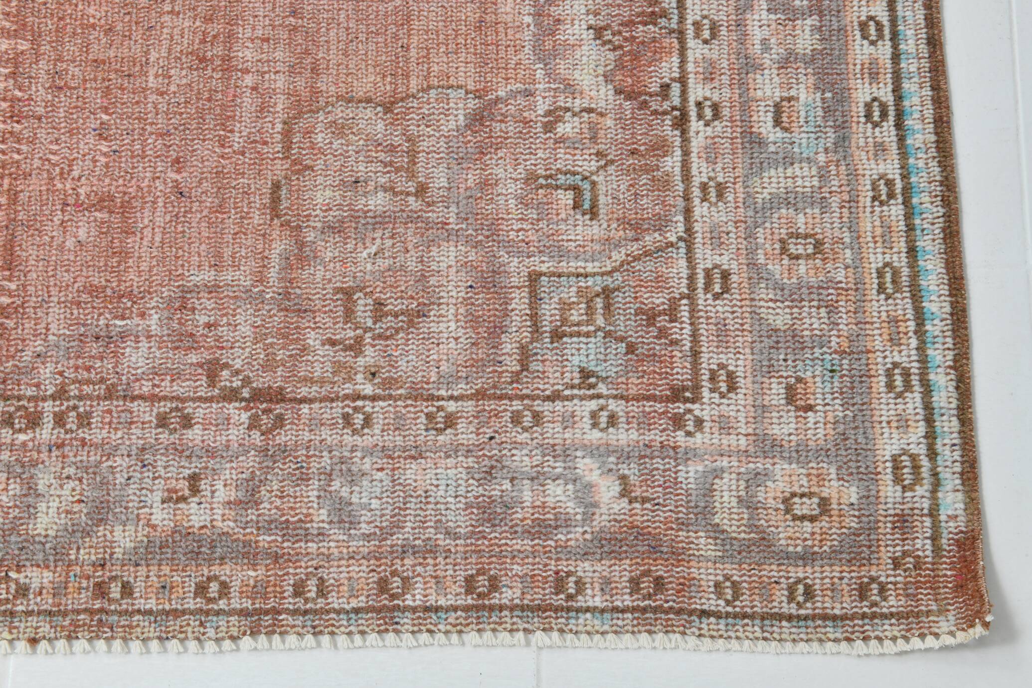 Tapis Oushak Rose Vintage, Tapis Turc Vieilli, 171x267 Cm