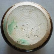 Vegetable dish, covered pot, glazed ceramic art, 1970s, signature to be identified