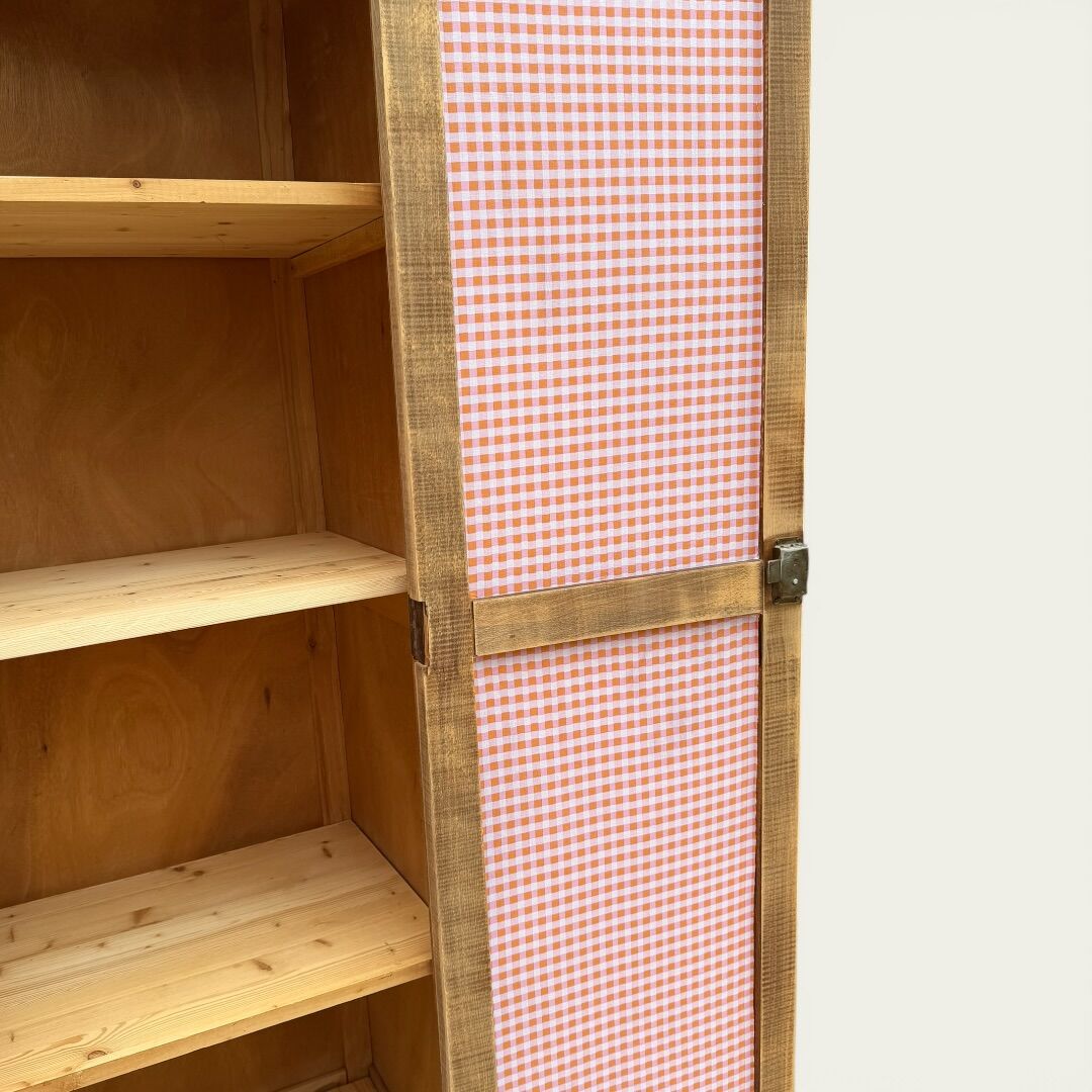 Parisian bonnetière wardrobe in raw wood, 1950.