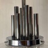 Very large Mazzega pendant light in chrome organ and Murano glass