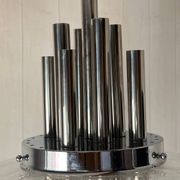 Very large Mazzega pendant light in chrome organ and Murano glass