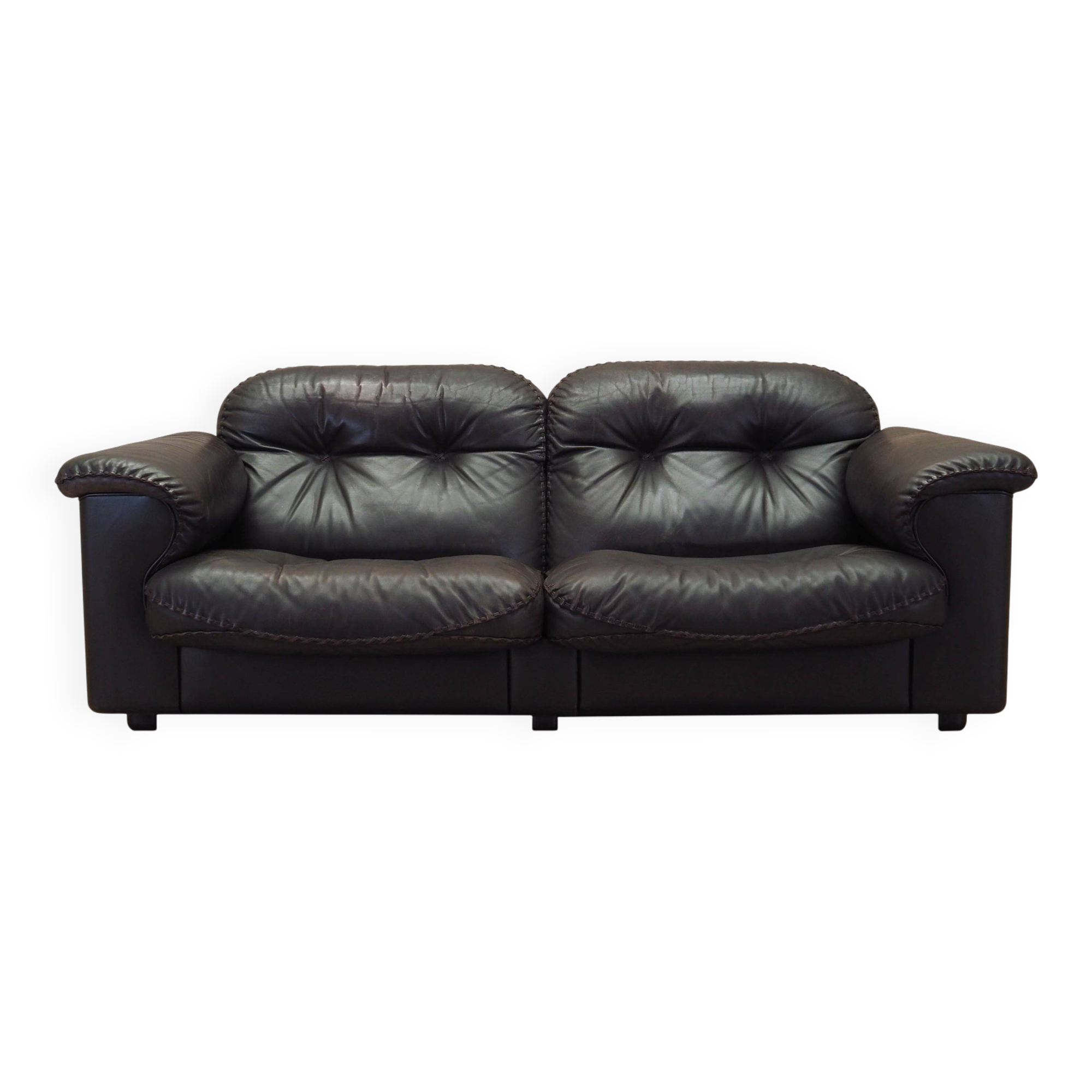 Brown leather sofa, Swiss design, 1970s