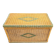 Large vintage wicker chest with green decoration.