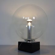 Large glass globe and marble table lamp from Erco, 1960s.