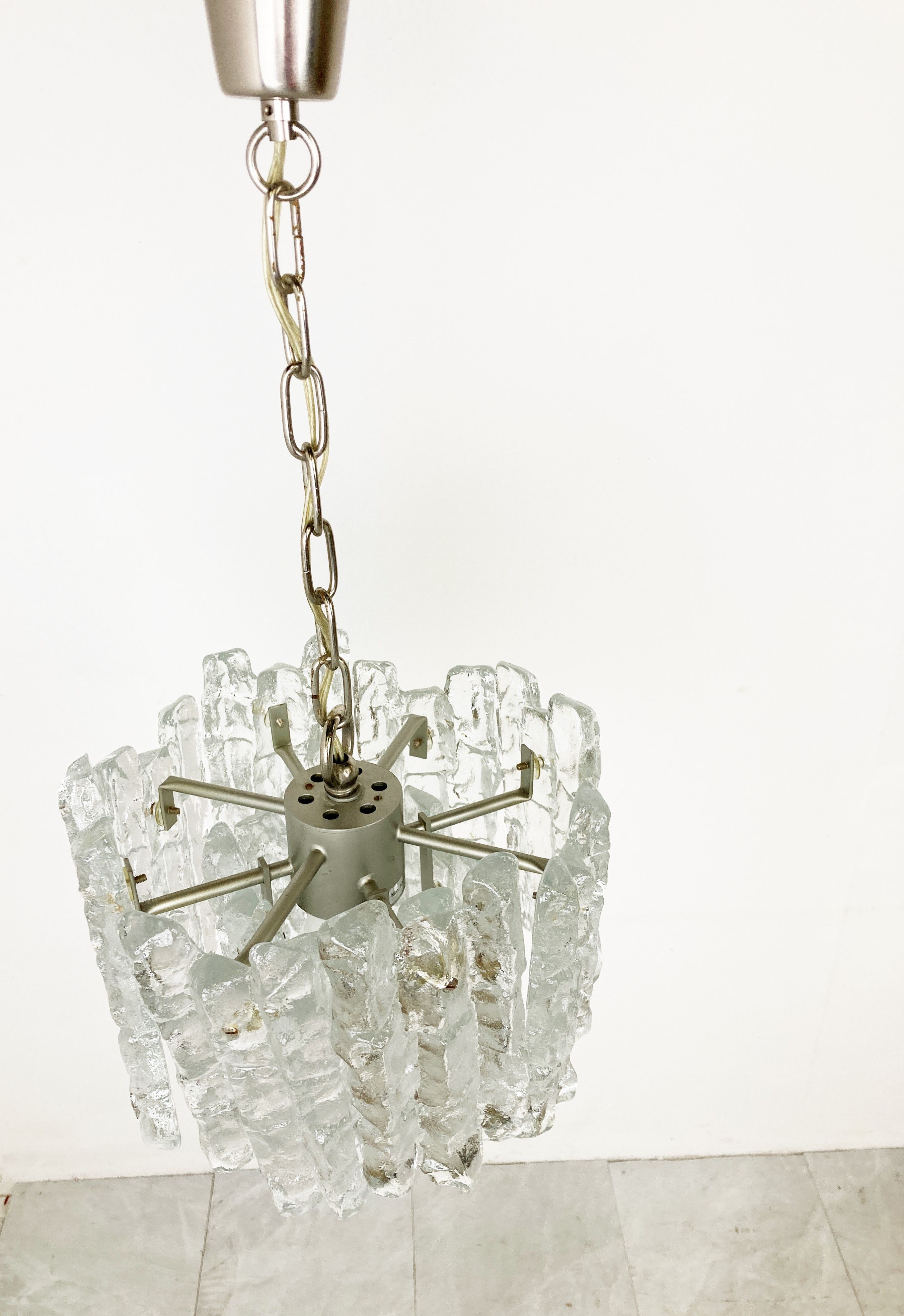 Ice crystal pendant light by Kalmar, 1960s