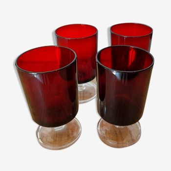 Lot de 4 verres à pied vintage rouges