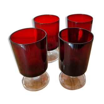 Lot de 4 verres à pied vintage rouges