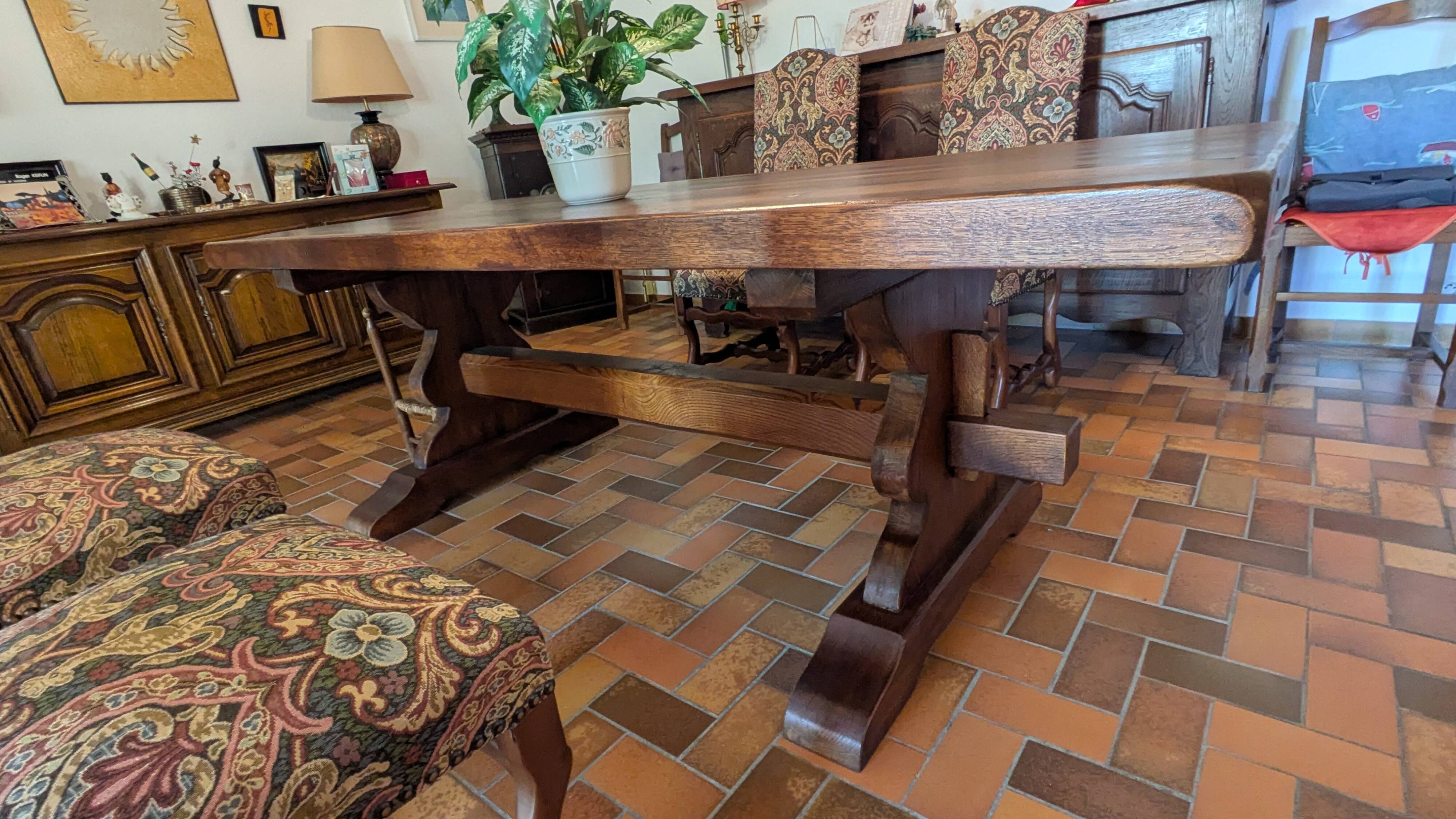 Large monastery table in solid oak