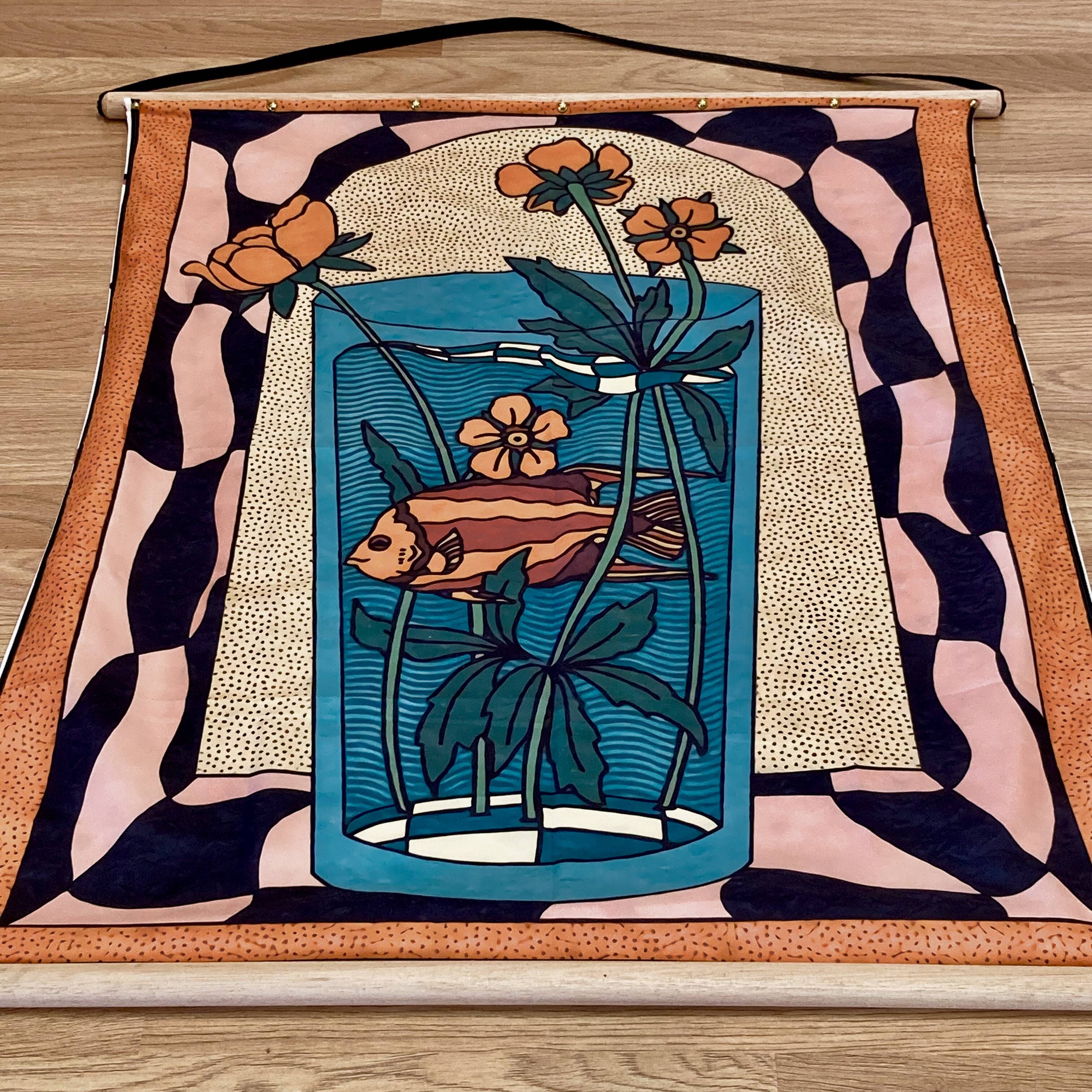 Large silk hanging decoration.