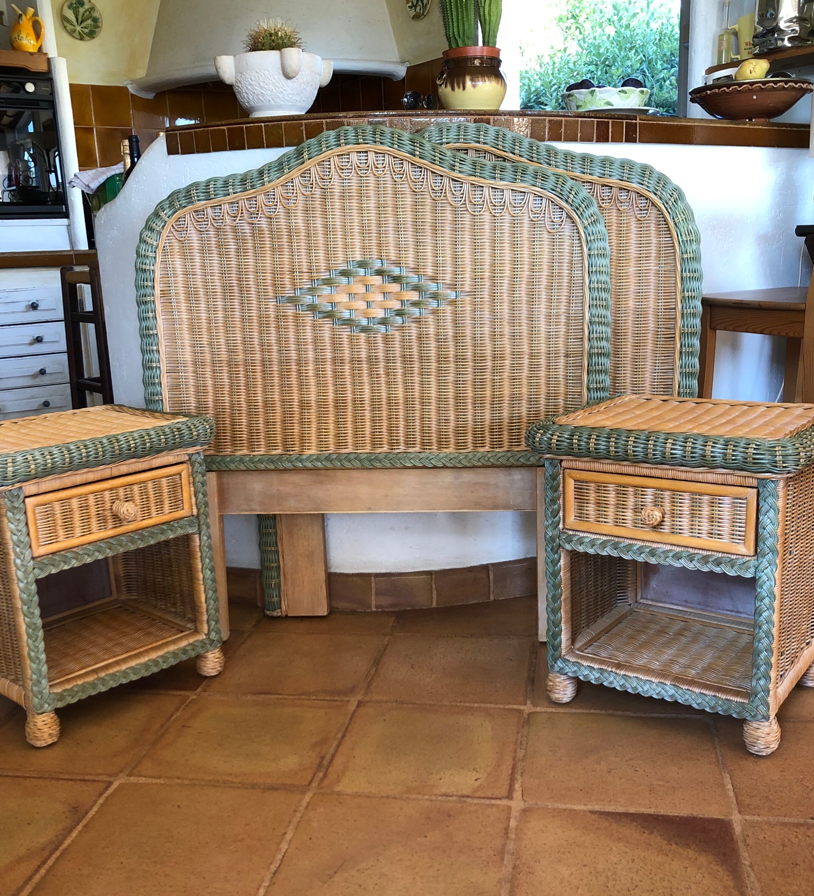 Headboard and bedside table