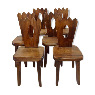 Lot de 6 chaises en orme massif