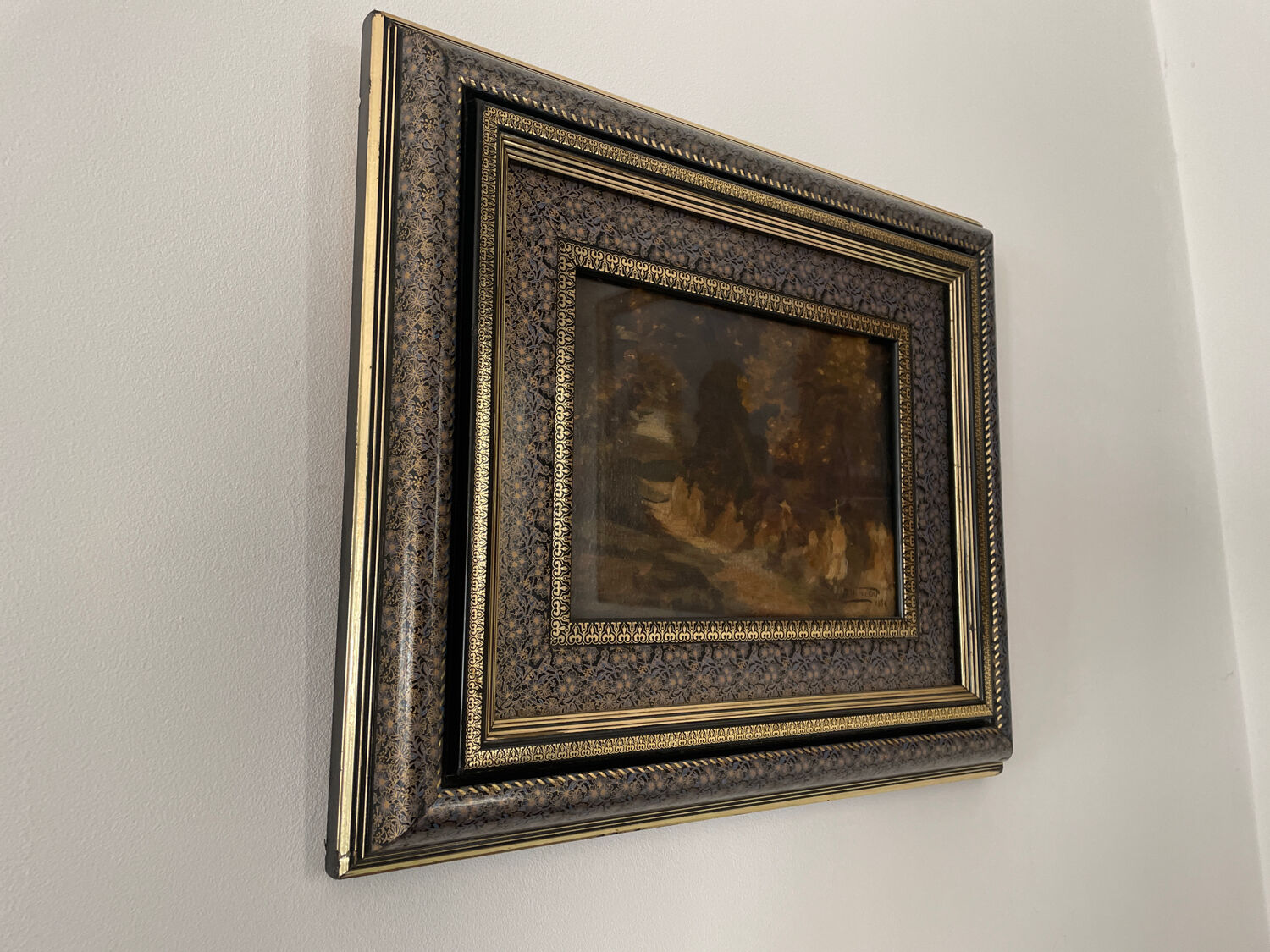 Table XIXth oil on cardboard signed A . Vincent