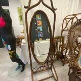 Rattan psyche mirror