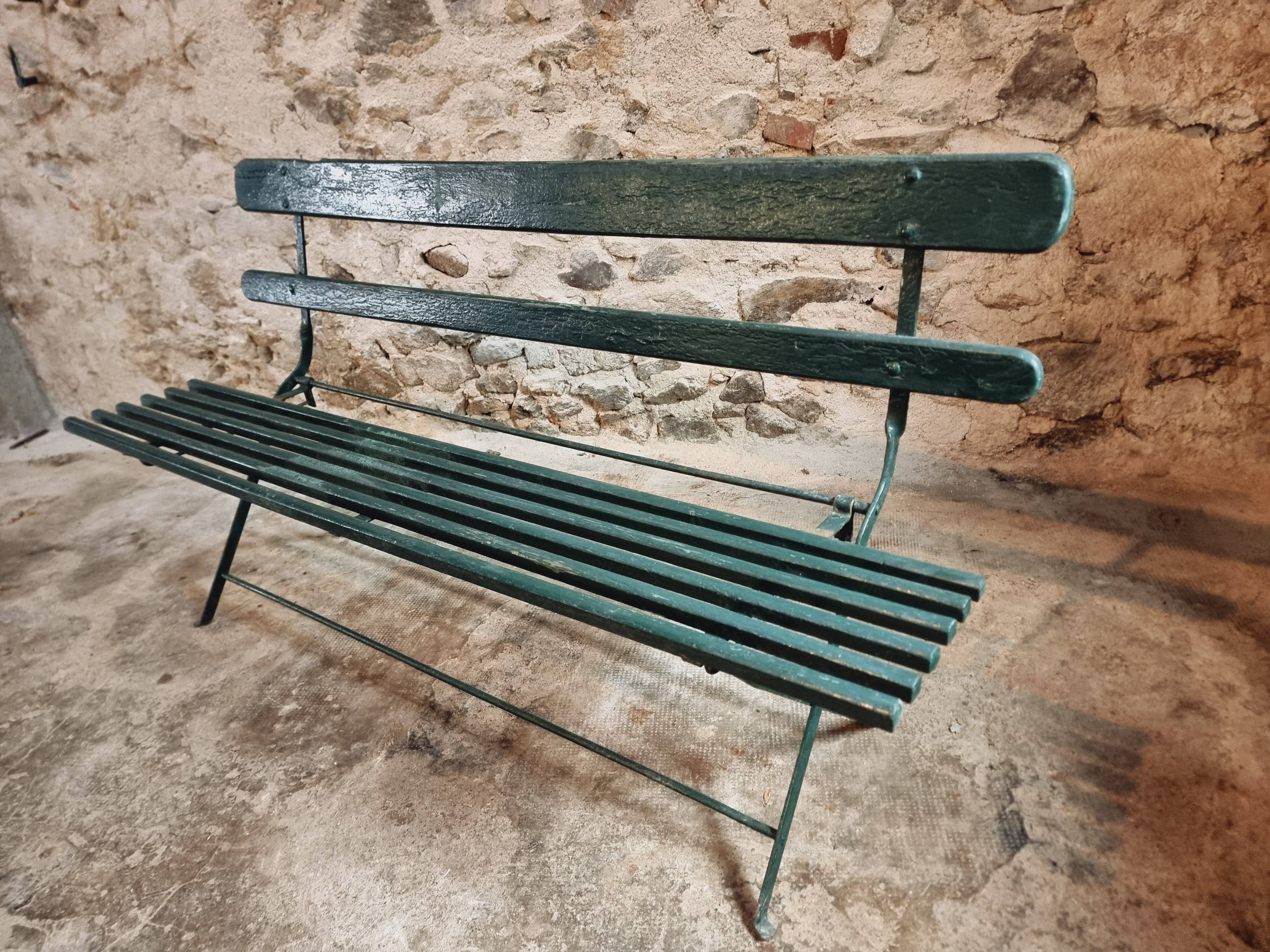 Antique folding garden bench – France – 1930s