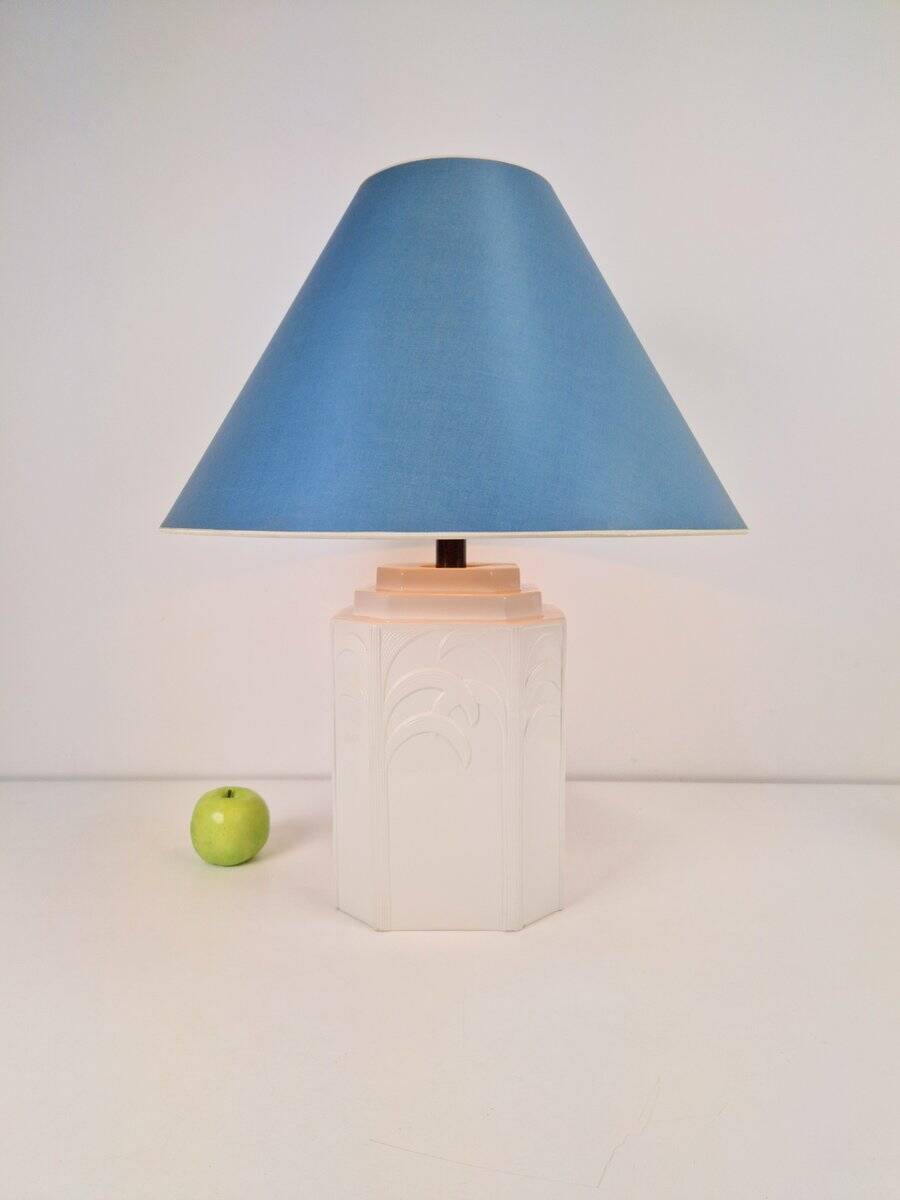 White Ceramic Palm Tree Table Lamp in the style of Serge Roche, 1970s